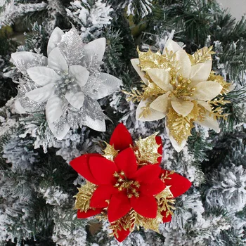 Plastik Çiçek Yılbaşı Ağacı Süsleme 3 Renk Noel Süslemeleri Ev için 2022 Yeni Yıl Odası Dekor Tatil Parti Dekor