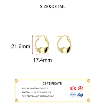 PONYKISS Gerçek 925 Ayar Gümüş Geometrik 18K Altın Dalga Hoop Küpe Kadınlar İçin Parti Güzel Takı Aksesuarları Moda Hediye