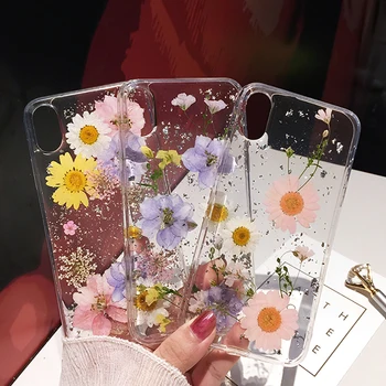 Qianliyao Kurutulmuş Çiçek Gümüş folyo Telefon Kılıfları iPhone 14 13 12 11 Pro Max XS Max XR X 6 6s 7 8 Artı SE Yumuşak Silikon Kapak