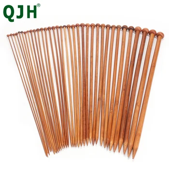 QJH marka Yeni 36 adet /takım 18 boyutları Kömürleşmiş Bambu Örme İğneler Tek Sivri Pürüzsüz Tığ aracı setleri 2.0 mm-10.0 mm 36 cm