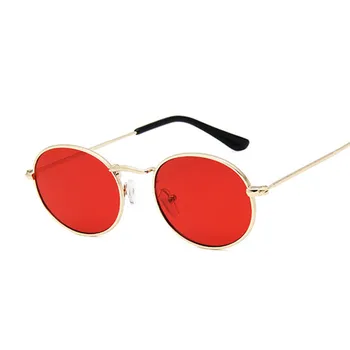 Retro Oval Güneş Kadınlar Marka Tasarımcısı Vintage Küçük Siyah Kırmızı Sarı Tonları güneş gözlüğü Oculos De Sol