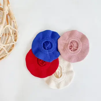 RiniLucia Kore Tarzı Bebek Şapka Bere Kızlar İçin 2022 Sonbahar Kış Yeni Katı Örme Kap Çocuklar Bebek Kız Bonnets Bere Şapka