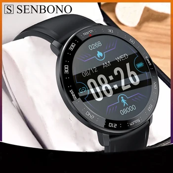 SENBONO 1.28 inç HD akıllı saat Erkekler nabız monitörü 8 Spor Modları Uyku Tracker Su Geçirmez erkek Android IOS için Smartwatch