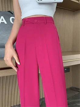 Seoulish Yaz Yüksek Bel Katı kadın harem pantolon 2022 Yeni Düğmeler Zarif Minimalizm Düz Pantolon Cep Kadın