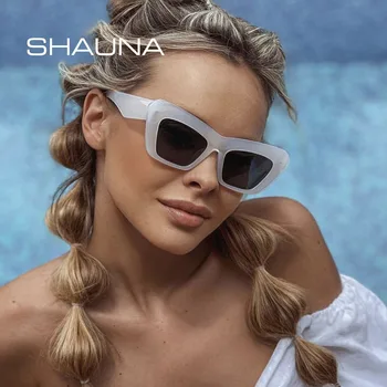 SHAUNA Retro Jöle Çerçeve Kadın Kedi Göz Güneş Gözlüğü Marka Tasarımcısı Trend Boy Shades UV400