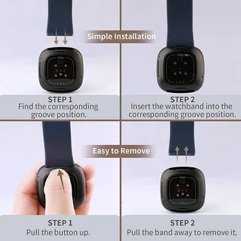 Silikon Fitbit Versa 3 Band Metal Kayış Sense Fitbit Bilezik Watchband Yedek Bileklik Aksesuarları Versa3 İzle