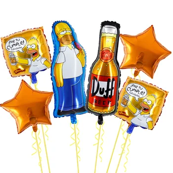 Simpsons Folyo Balon Şarap Doğum Günü Partisi Dekorasyon Parti Malzemeleri Çar Dekor Komik Hediye Bebek Duş Balon Çocuk Ev Bahçe