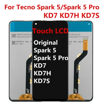 Siyah 6.6 inç Tecno Spark 5 İçin LCD ekran dokunmatik ekranlı sayısallaştırıcı grup Değiştirme Tecno Spark 5 Pro LCD KD7 KD7H KD7S