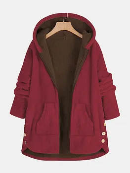 Sonbahar Kışlık Mont Ve Ceketler Kadın 2022 Moda Streetwear Cep Boy Kapşonlu Ceket Kadın Rahat Polar Sıcak Palto