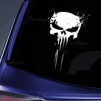 Su geçirmez moda Punisher kafatası kan siyah / gümüş / 3D vinil vücut kaplama scratch sticker Motosiklet dekorasyon 10x15cmp
