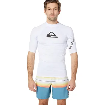 Sörf Erkek Giysileri Kısa Kollu floatsuit Bölünmüş Plaj Yüzme T Shirt UV Koruma Döküntü Guard Sıkı Su Sporları Plaj Yüzmek Üst