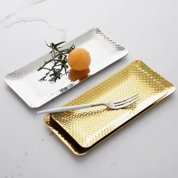 Takı Depolama Tepsisi Paslanmaz Çelik Havlu Depolama Plakası Salata Kozmetik Dekoratif Altın Tepsi Tatlı meyve tabağı yemek tabağı