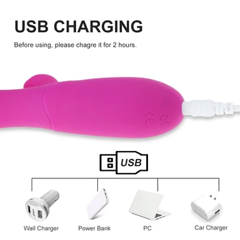 Tavşan Vibratör 10 Modları G Spot Vajina Şok Seks Ürün USB Şarj Edilebilir Kadın Mastürbasyon Yapay Penis Vibratör bayanlara Seks Oyuncak
