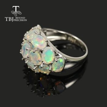 TBJ,12ct Doğal Opal renkli Taşlar büyük Yüzük ov5 * 7mm 925 ayar gümüş lüks kadınlar güzel takı yıldönümü partisi hediye