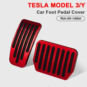 Tesla Modeli 3 Model Y 2022 2021 Aksesuarları Alüminyum Alaşımlı Gaz Fren İstirahat pedallı araba Ayak Pedalı Pedleri Kapakları Kaymaz