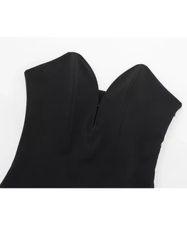 TRAF Kapalı Omuz İç Çamaşırı Seksi Siyah Bodysuit Kadınlar Backless Korse Bodysuit Y2K Streetwear Kolsuz Vücut İç Çamaşırı Kadın