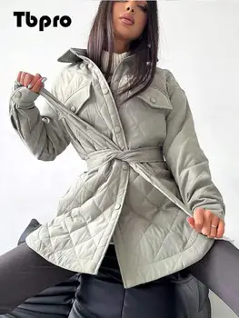 Uzun Göğüslü Yaka Kış Kalınlaşmış Pamuk Ceket 2022 Kadın Gevşek Sıcak Elmas pamuklu giysiler Bayanlar Kadın Zarif Streetwear