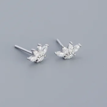 WANTME 925 Ayar Gümüş Moda Prenses Taç Sevimli Küçük Saplama Küpe Kadınlar için Şık Düğün Piercing Takı Aksesuarları