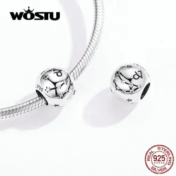 WOSTU 12 Takımyıldızı Koç Boncuk 925 Ayar Gümüş CZ Charm Fit Orijinal diy bilezik Boncuk Takı Yapımı İçin FIC1218