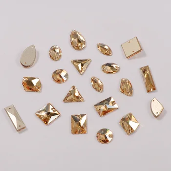YANRUO 3265 Kozmik Altın Gölge Düz Geri Rhinestones Dekor Taşlar Dikmek Dikiş Kristal Taş Altın Diamante