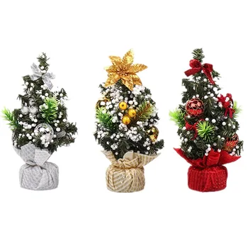 Yapay Mini Noel Ağacı Şerit Yay ve Top Süsleri Yılbaşı Ağacı Süsleri Ev Ofis için Ev masa dekoru