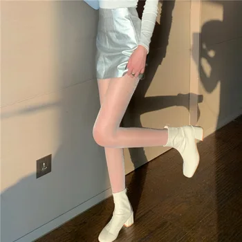 Yaz 5D Gümüş Parlayan kadın Glitter Tayt İnce Seksi İç Çamaşırı Külotlu Kadın Bayanlar Zarif İpek Sıkı Çorap