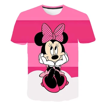Yeni Mickey Mouse T-Shirt Elbise Disney Serisi Moda T Shirt Çizgi Film Kawaii Rahat Anime Tees Tops Kız Kıyafetler Tee Gömlek