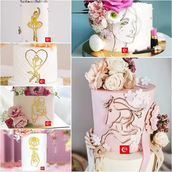 Yeni Sanat Bayan Düğün Pastası Topper Akrilik Altın Kadın Aşk Düğün Pastası Topper Bayan Doğum Günü Düğün Pastası Süslemeleri
