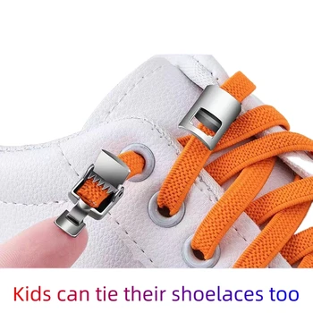 YENİ Basın Kilit Ayakabı Bağları Olmadan Elastik Danteller Sneaker 8.2 MM Genişletilmiş Düz Hiçbir Kravat Ayakkabı Bağcıkları Çocuklar Yetişkin Ayakkabı Bağı ayakkabı