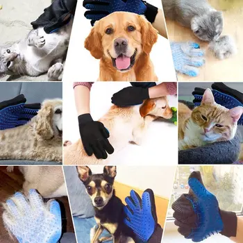 ZhangJi Verimli Pet Saç Çıkarıcı Mitt / Fırça Pet Bakım Eldiven Köpek / Kedi Temizleme Tarak Silikon masaj eldiveni Banyo Malzemeleri