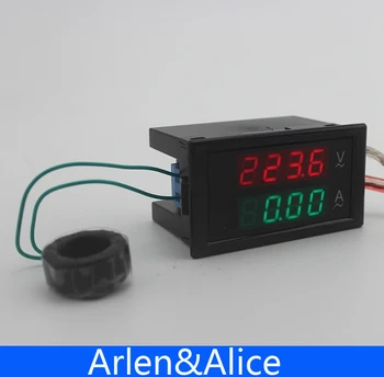 Çift LED 4 dijital D69 ekran Gerilim ve akım ölçer panel voltmetre ampermetre aralığı AC 80-300V 0.00-100.0 A