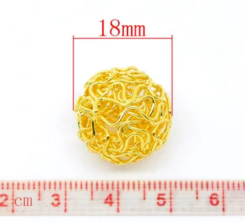 Çinko metal alaşım Spacer Boncuk Topu Altın Renk Çiçek Hollow Desen Renk Yaklaşık 18mm (6/8
