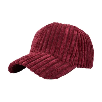 Çizgili Düz Kadife beyzbol şapkası Sonbahar Kış Kadın Erkek Ayarlanabilir Kap Baba Şapka Kahverengi Haki Pembe Şarap Kırmızı Gri