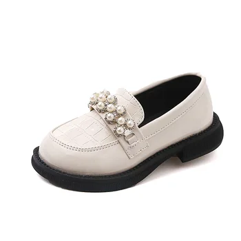 Çocuk Mary Janes 2022 Bahar Yeni Kızlar deri ayakkabı Çocuklar Düz İnci Okul Ayakkabı 2022 İlkbahar Sonbahar Bebek Ayakkabıları kız İçin