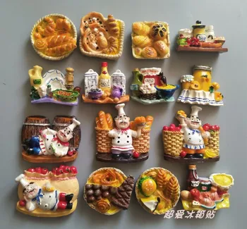 Üç boyutlu şef ekmek gıda buzdolabı mıknatısı mıknatıs İskandinav ıns manyetik gıda seti sevimli mıknatıs