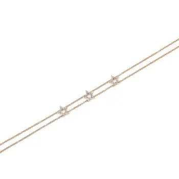 üç parçalı cz yıldız charm büyüleyici bilezik 925 ayar gümüş narin moda yıldız link zinciri sevimli bilezikler